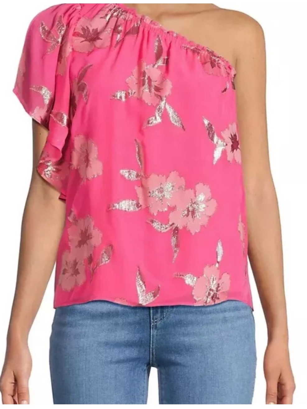 Lilly Pulitzer Hot Pink One-Shoulder Floral Camisole